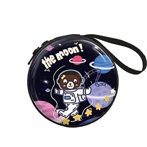 Leuke ronde hoofdtelefoon rits portemonnee |Minibuideltas voor dames |Sleutel mini-portemonnee |Ideaal voor het bewaren van munten en kleine voorwerpen.Svart7,5x7,5x3,5cm